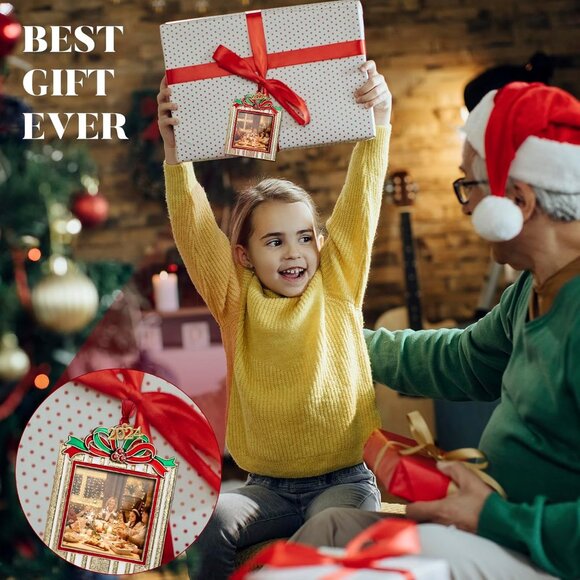 🆕Christmas Tree Ornament Picture Frame Holiday Keepsake Home Decor Pendant Gift - Picture 6 of 7